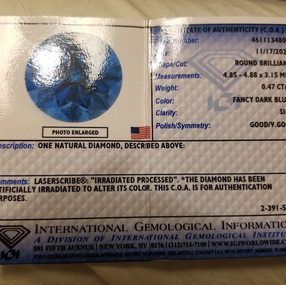 Custom Blue & White Diamond Ring - Picture 10 of 11